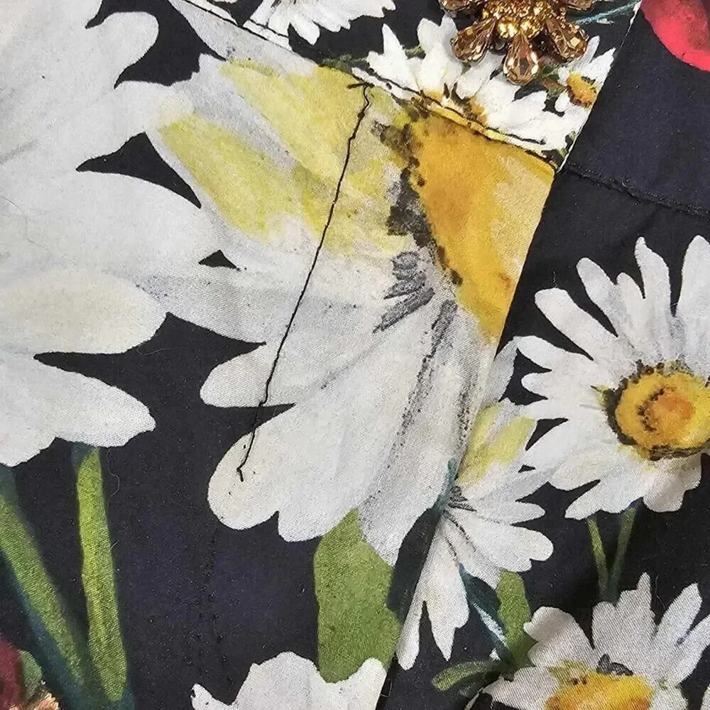 Dolce & Gabbana Daisy & Poppy Print Cotton Straight-Leg Pants 2013 Runway Sz 36 - Picture 12 of 12